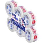 Tape Logic Stop If Seal Is Broken Preprinted Carton-Sealing Tape, 3in Core, 2in x 110 Yd., Red/White, Case Of 6