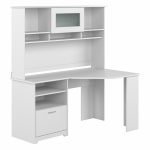 Bush Furniture Cabot Corner Desk With Hutch, 60inW, White, Standard Delivery