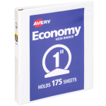 Avery Economy View 3-Ring Binder, 1in Round Rings, White