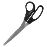 Sparco 8in Bent Multipurpose Scissors - 8in Overall Length - Bent - Stainless Steel - Black - 2 / Pack