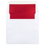 JAM Paper Foil-Lined Invitation Envelopes, 8 1/2in x 8 1/2in, Gummed Seal, Red/White, Pack Of 25