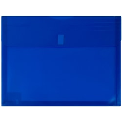 JAM Paper Plastic Booklet Expansion Envelopes, Letter-Size, 9 3/4in x 13in, Hook & Loop Closure, Dark Blue, Pack Of 12