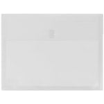 JAM Paper Plastic Booklet Expansion Envelopes, Letter-Size, 9 3/4in x 13in, Hook & Loop, Clear, Pack Of 12