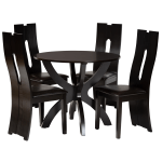 Baxton Studio Ronda Dining Set, 29-15/16inH x 35-7/16inW x 35-7/16inD, Dark Brown/Espresso