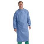 Medline 2-Ply Blockade Surgical Gowns, Snap Neck And Mid-Back, Large, Ceil Blue, Pack Of 12