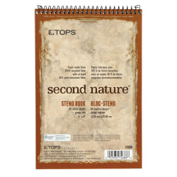 TOPS Second Nature Steno Books, 6in x 9in, Gregg Ruled, 160 Pages (80 Sheets), 100% Recycled, White