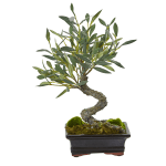 Nearly Natural Mini Olive Bonsai 13inH Artificial Tree. 13inH x 8-1/2inW x 6inD, Green