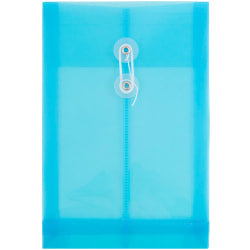 JAM Paper Open-End Plastic Envelopes, 6 1/4in x 9 1/4in, Blue, Pack Of 12