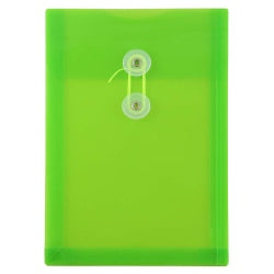 JAM Paper Open-End Plastic Envelopes, 6 1/4in x 9 1/4in, Lime Green, Pack Of 12