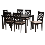 Baxton Studio Caron Dining Set, 29-3/16inH x 59-1/16inW x 35-7/16inD, Sand Brown/Espresso