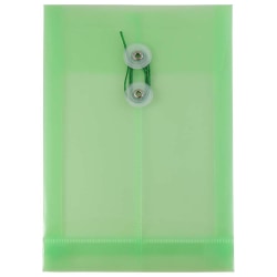 JAM Paper Open-End Plastic Envelopes, 6 1/4in x 9 1/4in, Classic Lime Green, Pack Of 12