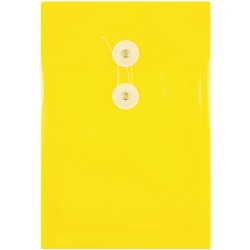 JAM Paper Open-End Plastic Envelopes, 6 1/4in x 9 1/4in, Yellow, Pack Of 12