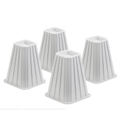 Honey-Can-Do Bed Risers, 7 1/4in, White, Set Of 4