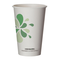 Highmark ECO Compostable Hot Coffee Cups, 16 Oz, White, Pack Of 500