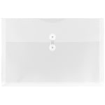 JAM Paper Plastic Booklet Envelopes, Legal-Size, 9 3/4in x 14 1/2in, Button & String, Clear, Pack Of 12