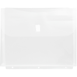 JAM Paper Plastic 3-Hole Punch Binder Envelopes, 8-5/8in x 11 1/2in, Hook & Loop Closure, Clear, Pack Of 12 Envelopes