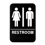 Alpine Unisex Restroom Sign, 9in x 6in, Black/White, Pack Of 10 Signs