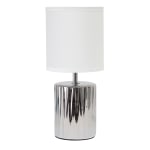 Simple Designs Ruffled Capsule Table Lamp, 11-5/8inH, White/Chrome