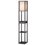 Adesso Parker Shelf Floor Lamp With Drawer, 62 1/2inH, Off-White/Black