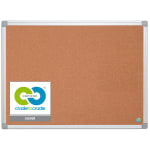 MasterVision Earth Cork Board, 24in x 36in, 80% Recycled, Aluminum Frame With Silver Finish