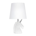 Simple Designs Sparkling Unicorn Table Lamp, 16inH, White/Silver