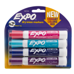 EXPO Low-Odor Dry-Erase Markers, Chisel Point, Pastel Colors, Pack Of 4