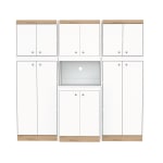 Inval Galley 3-Piece Kitchen Storage Cabinet System, 66-13/16inH x 70-7/8inW x 14-1/2inD, White/Vienes Oak