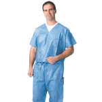 Medline Disposable Scrub Shirts, X-Large, Blue, Case Of 30