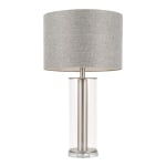 LumiSource Glacier Contemporary Table Lamp, 26-1/2inH, Gray Shade/Silver Base