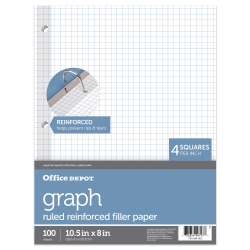 Office Depot Brand Reinforced Filler Paper, 8in x 10 1/2in, College Ruled, White, Pack Of 100