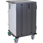 Ergotron YES36 Adjusta Charging Cart & Mobile Makerspace - 60 lb Capacity - 4 Casters - 4in Caster Size - 25in Width x 28.8in Depth x 41.5in Height - Gray, White - For 36 Devices