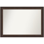 Amanti Art Non-Beveled Rectangle Framed Bathroom Wall Mirror, 28-1/2in x 40-1/2in, Lara Bronze