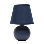 Creekwood Home Nauru Petite Ceramic Orb Table Lamp, 8-5/8inH, Blue Shade/Blue Base