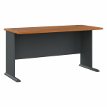 Bush Business Furniture Office Advantage 60inW Computer Desk, Natural Cherry/Slate, Standard Delivery