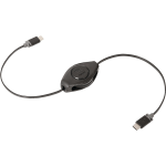 ReTrak Premier Retractable USB-C To USB-C Cable, Black, ETPRUC