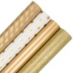 JAM Paper Wrapping Paper, 25 Sq Ft, Gold Assortment, Pack of 4 Rolls