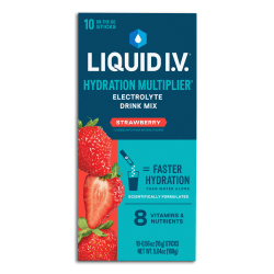 Liquid IV Strawberry Hydration Multiplier, 0.56 Fl Oz, Pack Of 10 Pouches