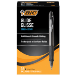 BIC Glide Bold Ballpoint Pens, Bold Point, 1.6 mm, Translucent Barrel, Black Ink, Pack Of 36