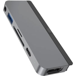 Targus Sanho HyperDrive 6-In-1 USB-C Hub, 4/10inH x 3-7/10inW x 1-3/10inD, Silver, 00GF61