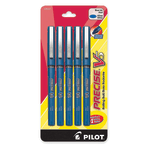 Pilot Precise V5 Liquid Ink Rollerball Pens, Extra Fine Point, 0.5 mm, Blue Barrel, Blue Ink, Pack Of 5 Pens