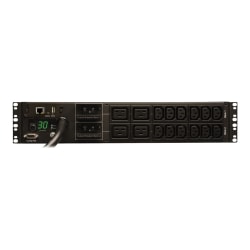 Tripp Lite PDU Monitored 208V/240V 30A 12 C13; 4 C19 L6-30P Horizontal 2URM - Horizontal rackmount - power distribution unit (rack-mountable) - 30 A - AC 208/240 V - 5.8 kW - Ethernet 10/100 - input: NEMA L6-30 - output connectors: 16 - 2U