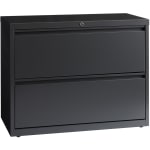 Lorell 36inW x 18-5/8inD Lateral 2-Drawer File Cabinet, Charcoal