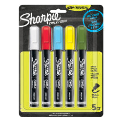 Sharpie Wet-Erase Chalk Markers, Medium Point, Assorted Colors, Pack Of 5 Markers