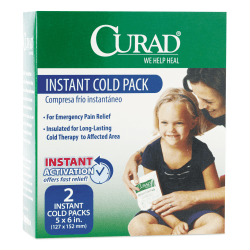 CURAD Instant Cold Packs, 5in x 6in, Box Of 2 Cold Packs