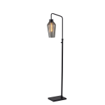 Adesso Belfry Floor Lamp, 62inH, Smoke Shade/Black Base