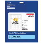 Avery Ultra Duty Permanent GHS Chemical Labels, 97197-WMUI100, Square, 1in x 1in, White, Pack Of 4,800