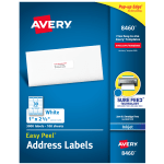 Avery Easy Peel White Inkjet Address Labels, 8460, 1in x 2 5/8in, Box Of 3,000