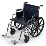 Medline Extra-Wide Wheelchair, Swing Away, 24in Seat, Navy/Chrome