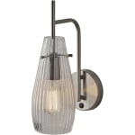 Adesso Layla Wall Lamp, 14-3/4inH x 5inW, Clear Shade/Brushed Silver Base