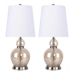 LumiSource Pearl Contemporary Accent Lamps, 18-3/4inH, White Shade/Amber Base, Set Of 2 Lamps